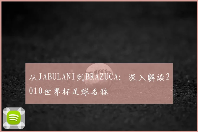 从JABULANI到BRAZUCA：深入解读2010世界杯足球名称